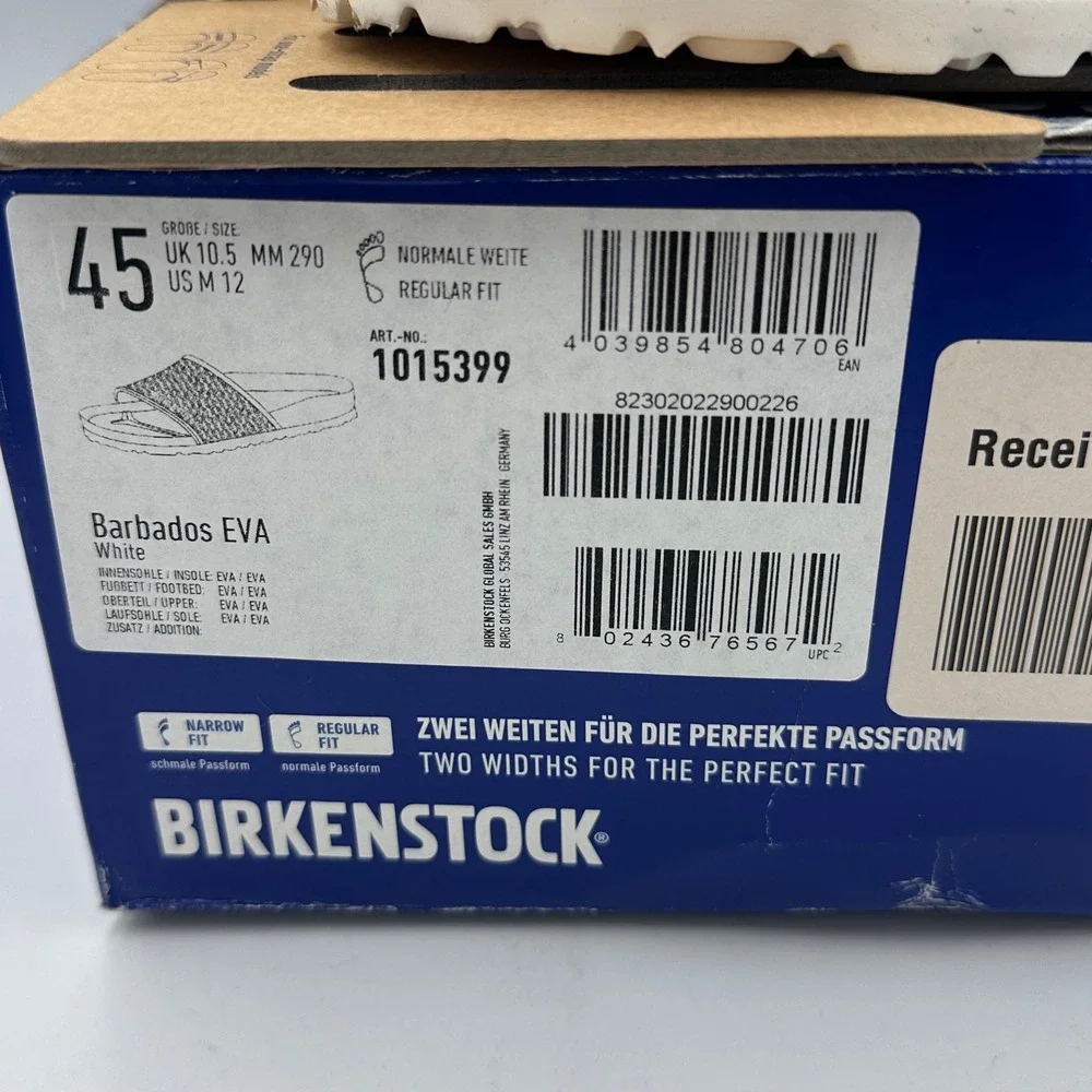 Birkenstock Barbados EVA‎ Slides Mens 12 White Beach Waterproof Sandals NEW READ